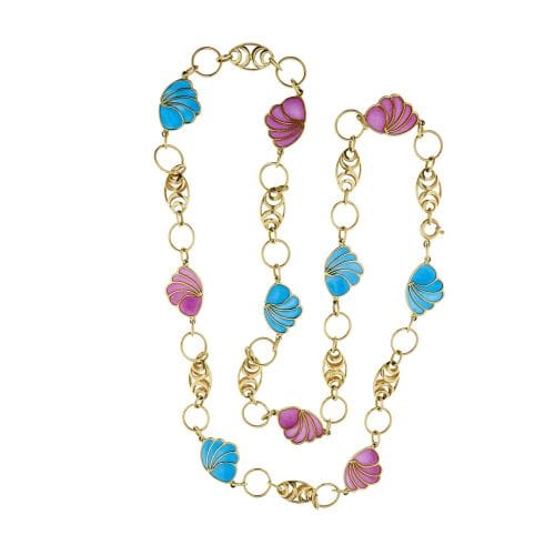 Collier Gobbi - Collier long en or jaune 18 ct avec motifs émaillés 58 Facettes 26094