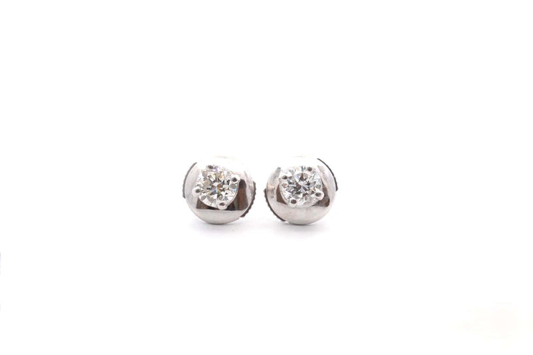 Boucles d'oreilles Puces d’oreilles en or blanc 18k et diamants 0,54 ct 58 Facettes 26111-D