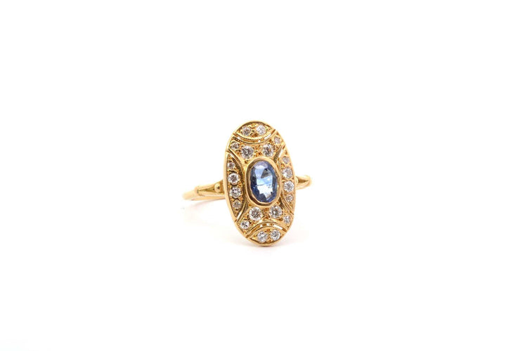 Bague 56 Bague vintage saphir et diamants en or jaune 18k 58 Facettes 26118
