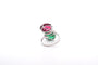 Bague 54 Bague en or blanc 18k avec tourmalines cabochons et diamants 58 Facettes 26158