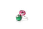 Bague 54 Bague en or blanc 18k avec tourmalines cabochons et diamants 58 Facettes 26158