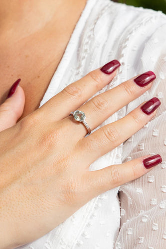 Bague 53.5 Bague Or blanc Prasiolite, Diamant 58 Facettes 2622576CN