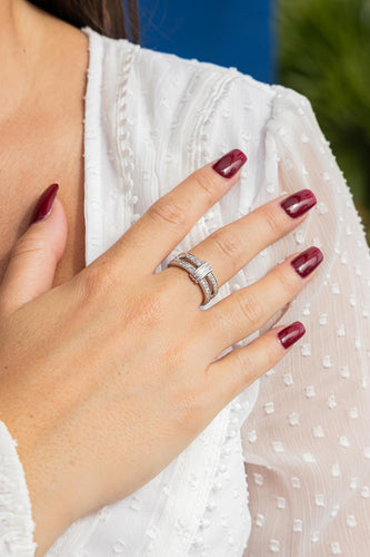 Bague 54 Bague en or blanc 18 carats pavée de diamants 58 Facettes 2624870CN