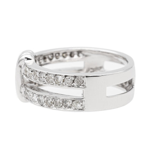 Bague 54 Bague en or blanc 18 carats pavée de diamants 58 Facettes 2624870CN