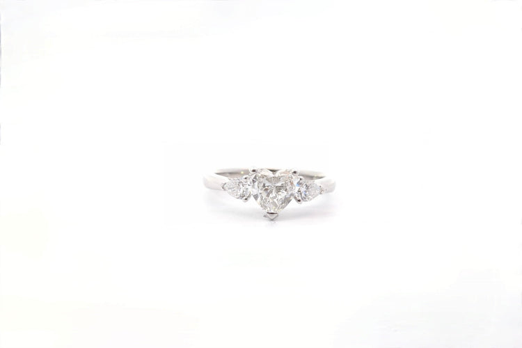 Bague 53 Bague cœur en platine avec diamants 58 Facettes 26295-25050