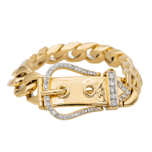 Bracelet Bracelet manchette style ceinture en or jaune 18 carats et diamants 58 Facettes 2635343CN