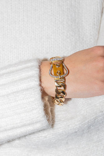 Bracelet Bracelet manchette style ceinture en or jaune 18 carats et diamants 58 Facettes 2635343CN