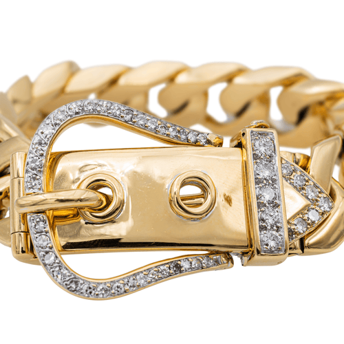 Bracelet Bracelet manchette style ceinture en or jaune 18 carats et diamants 58 Facettes 2635343CN