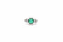 Bague 47 Bague vintage en or blanc 18k et platine, émeraude et diamants 58 Facettes 26359B-25909
