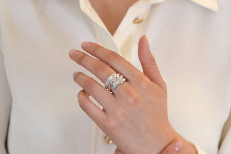 Bague 54 Bague en or blanc 18k sertie de diamants 58 Facettes 26526dv