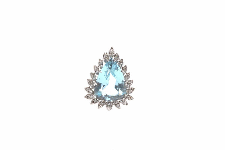 Pendentif Pendentif vintage en platine avec aigue-marine et diamants 58 Facettes 26538