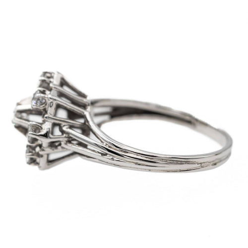 Bague 55.5 Bague en or blanc 18 carats sertie de diamants taille ancienne 58 Facettes 2663489CN