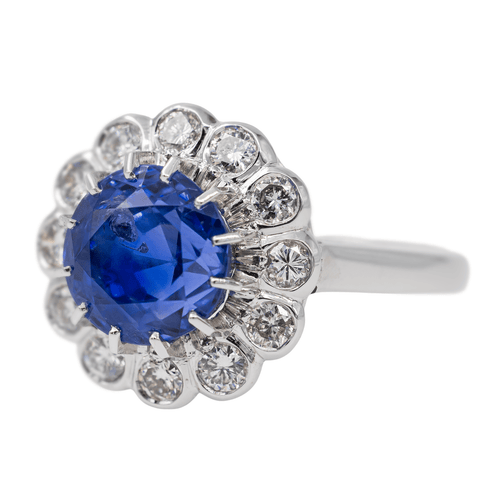 Bague 55 Bague marguerite en or blanc 18 carats, saphir et diamants 58 Facettes 2663490CN