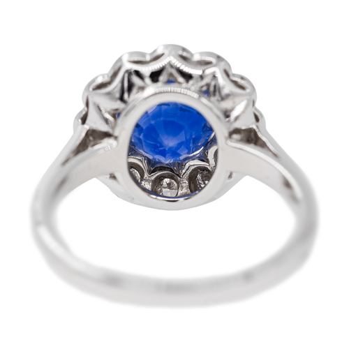 Bague 55 Bague Marguerite Or blanc Saphir, Diamant 58 Facettes 2663490CN
