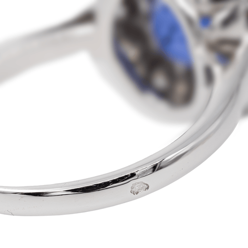 Bague 55 Bague marguerite en or blanc 18 carats, saphir et diamants 58 Facettes 2663490CN