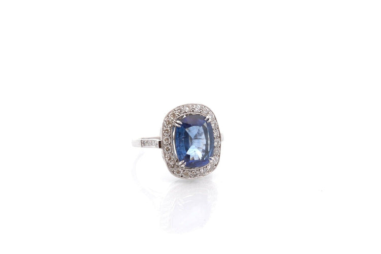 Bague 53 Bague vintage en platine au saphir de Ceylan et diamants 58 Facettes 26678-23337