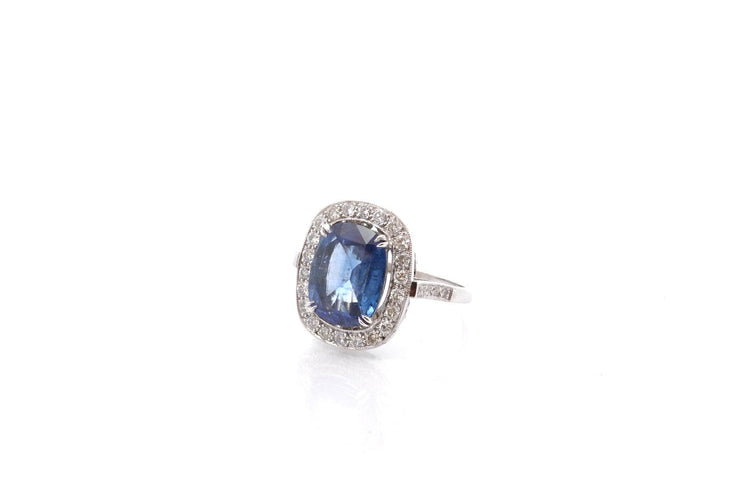Bague 53 Bague vintage en platine au saphir de Ceylan et diamants 58 Facettes 26678-23337