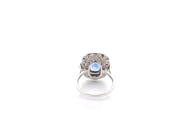 Bague 53 Bague vintage en platine au saphir de Ceylan et diamants 58 Facettes 26678-23337