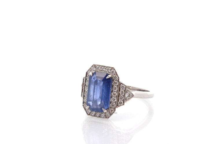 Bague 53 Bague vintage en platine au saphir de Ceylan et diamants 58 Facettes 26681-27327