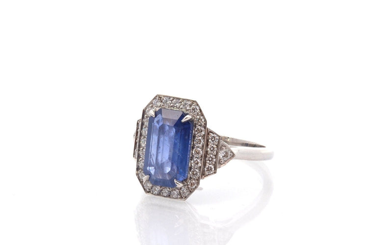 Bague 53 Bague vintage en platine au saphir de Ceylan et diamants 58 Facettes 26681-27327
