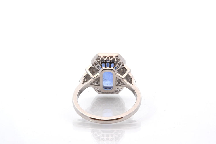 Bague 53 Bague vintage en platine au saphir de Ceylan et diamants 58 Facettes 26681-27327