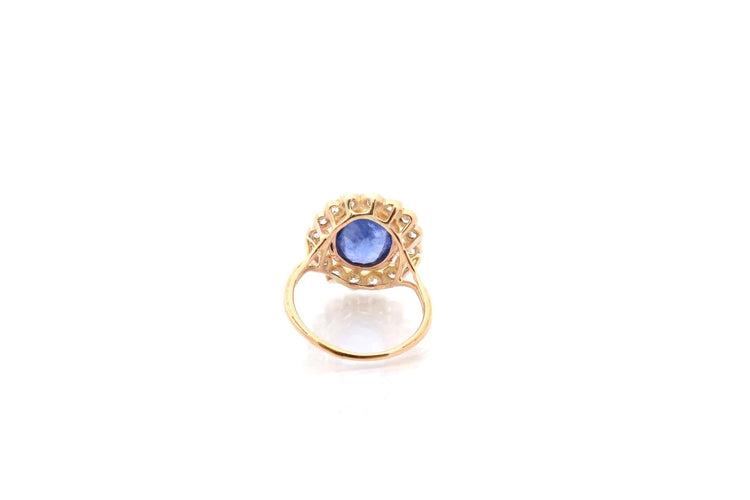 Bague 53 Bague style vintage en platine et or 18k, saphir 3,40 ct et diamants 58 Facettes 26609-26691