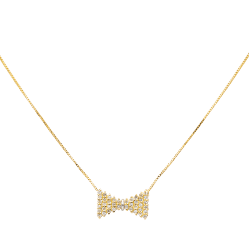 Collier Collier pendentif nœud en or jaune et or blanc 18 carats, diamants 58 Facettes 2673750CN