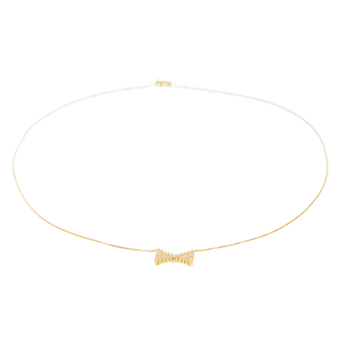 Collier Collier pendentif nœud en or jaune et or blanc 18 carats, diamants 58 Facettes 2673750CN