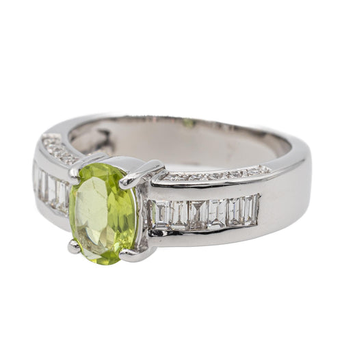 Bague 46 Bague en or blanc 18 carats avec péridot et diamants 58 Facettes 2675134CN