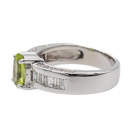 Bague 46 Bague Or blanc Péridot, Diamant 58 Facettes 2675134CN