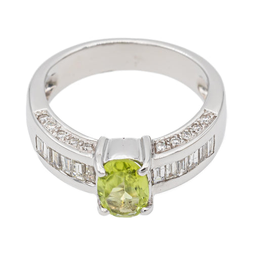 Bague 46 Bague en or blanc 18 carats avec péridot et diamants 58 Facettes 2675134CN