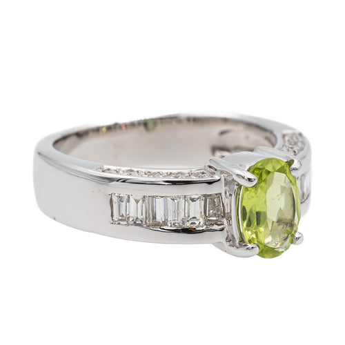 Bague 46 Bague Or blanc Péridot, Diamant 58 Facettes 2675134CN