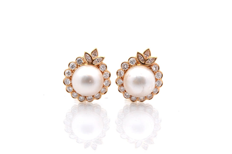 Boucles d'oreilles Boucles d'oreilles en platine et or blanc, diamants et perles mabé 58 Facettes 26763dv