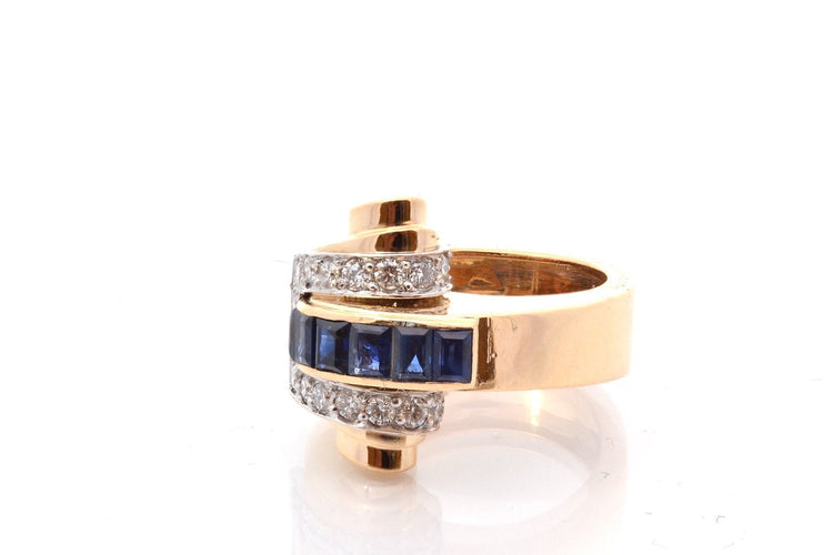 Bague 49 Boucheron - Bague vintage en or 18k saphirs et diamants 58 Facettes 26775