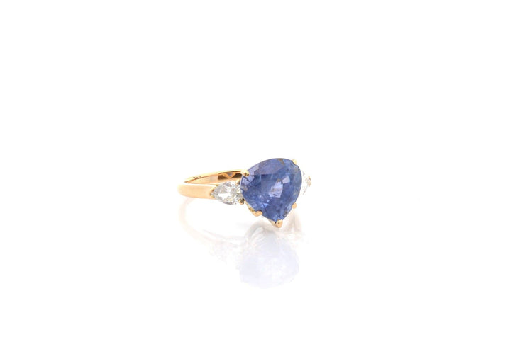 Bague 51 Bague saphir de Ceylan 6,92 ct et diamants en or jaune 18k 58 Facettes 26791-26644