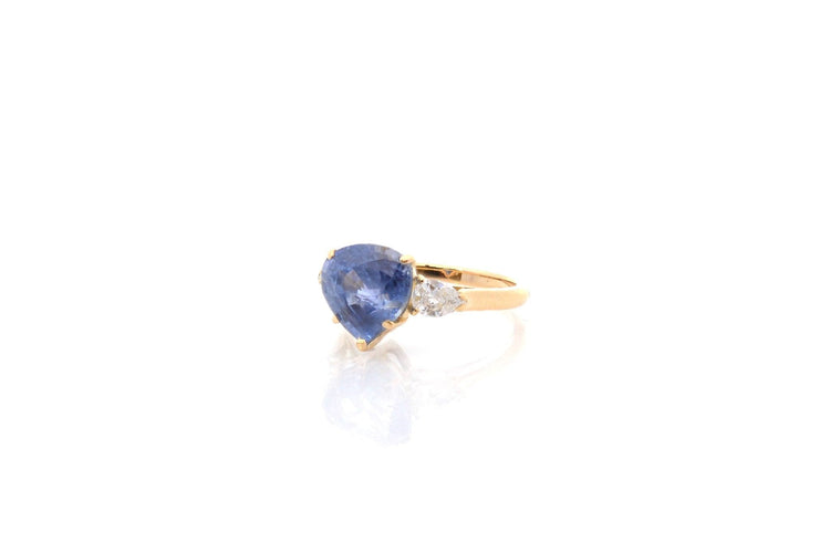 Bague 51 Bague saphir de Ceylan 6,92 ct et diamants en or jaune 18k 58 Facettes 26791-26644