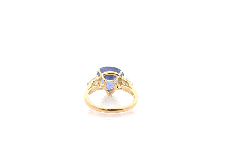 Bague 51 Bague saphir de Ceylan 6,92 ct et diamants en or jaune 18k 58 Facettes 26791-26644