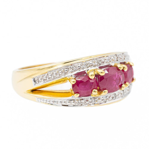 Bague 53 Bague Bandeau Or jaune, Or blanc Rubis, Diamant 58 Facettes 2682321CD