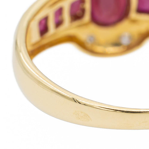 Bague 57 Bague rubis et diamants en or jaune et or blanc 18 carats 58 Facettes 2682322CD