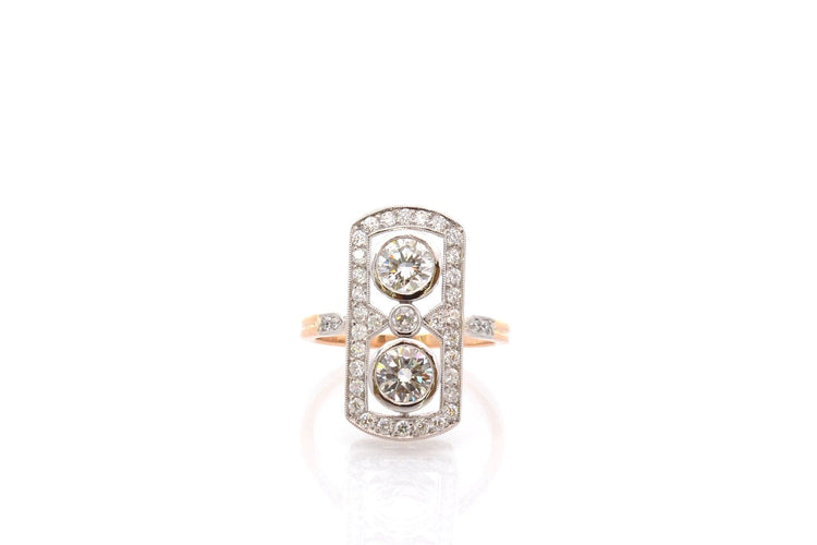 Bague 53 Bague Art déco en or 18k et platine avec diamants 58 Facettes 26810-26951-26860