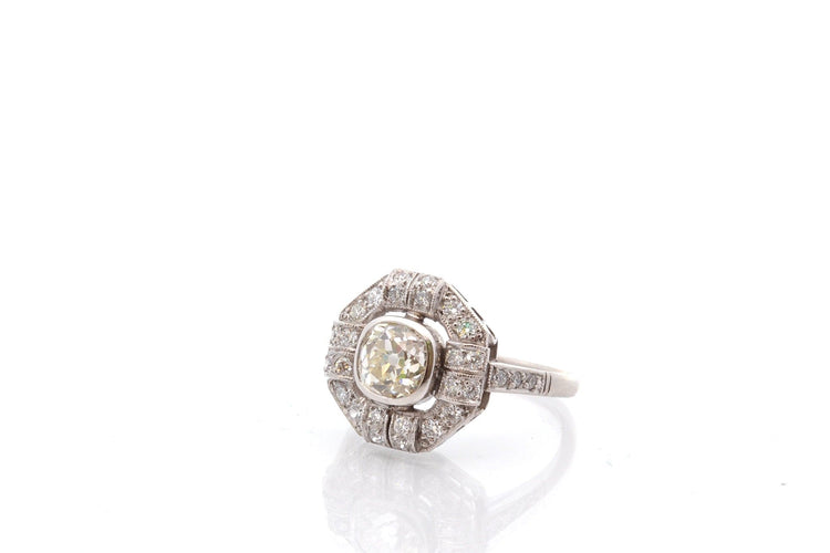Bague 53.5 Bague Art déco en platine avec diamants 1,11 ct 58 Facettes 26863-26531a