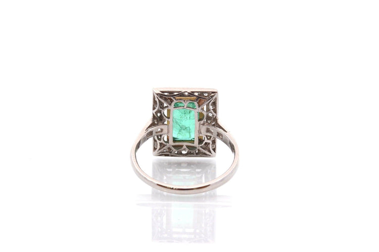 Bague 53 Bague Art déco en platine et or 18k, émeraude et diamants 58 Facettes 26868-26630