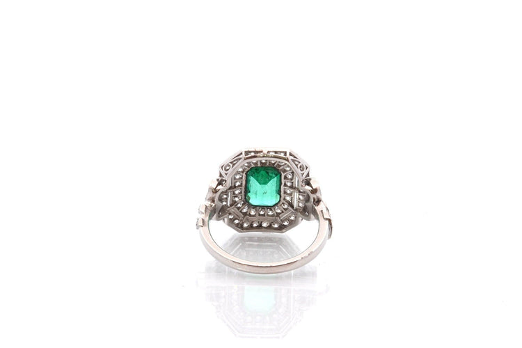 Bague 53 Bague en platine avec émeraude 1,70 ct et diamants 58 Facettes 26871-26634