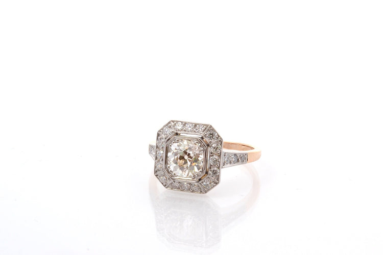 Bague 54.5 Bague Art déco en platine et or 18k avec diamants 58 Facettes 26873-27008