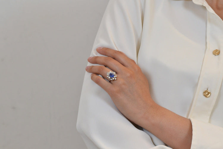 Bague 51 Bague saphir 2,51 ct et diamants en or blanc 18k 58 Facettes 27173-26694