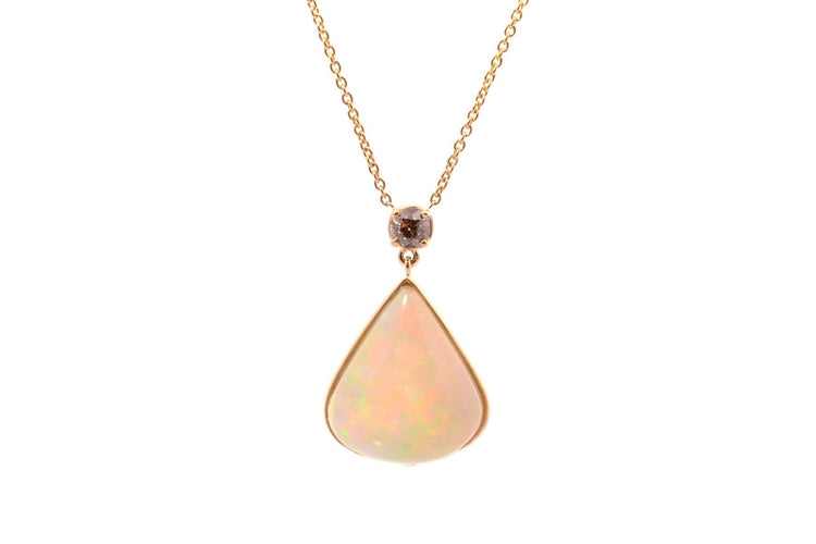 Collier Collier pendentif en or 18k avec opale et diamant brun 58 Facettes 26945