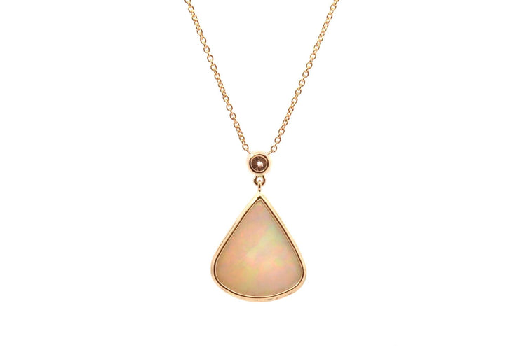 Collier Collier pendentif en or 18k avec opale et diamant brun 58 Facettes 26945