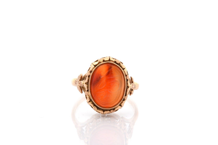 Bague 59 Bague ancienne intaille en or 18k et cornaline 58 Facettes 26976