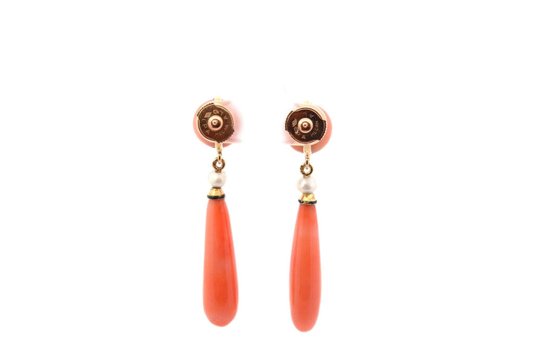Boucles d'oreilles Boucles d’oreilles anciennes en or 18K, corail et perles de culture 58 Facettes 26993