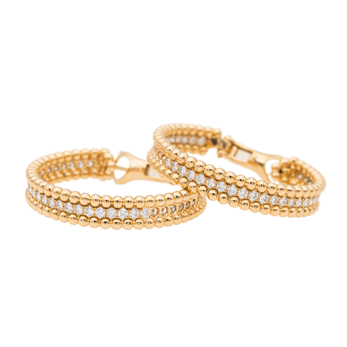Boucles d'oreilles Van Cleef & Arpels Boucles d'oreilles Créoles Perlée Or jaune Diamant 58 Facettes 2699805CN